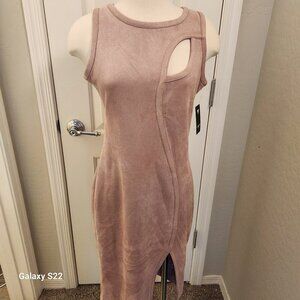 GUESS Pale Pink Suede Feel Midi Dress. NWT. Size 8. Host Pick